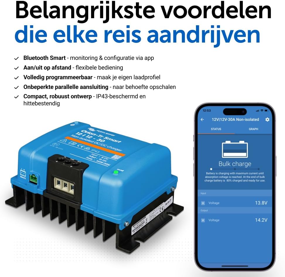 Victron Energy Orion-Tr Smart 12/12-Volt 30 amp 360-Watt DC-DC Acculader, Niet-geïsoleerd (Bluetooth)