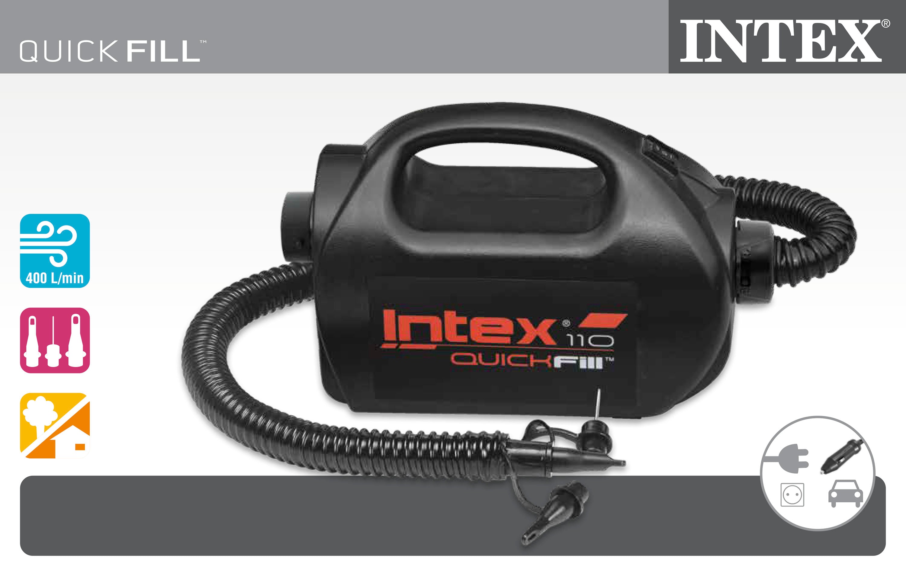 Intex 68609 – Quick-Fill High PSI Elektrische Pomp (12V/230V) | Luchtpomp met hoge druk