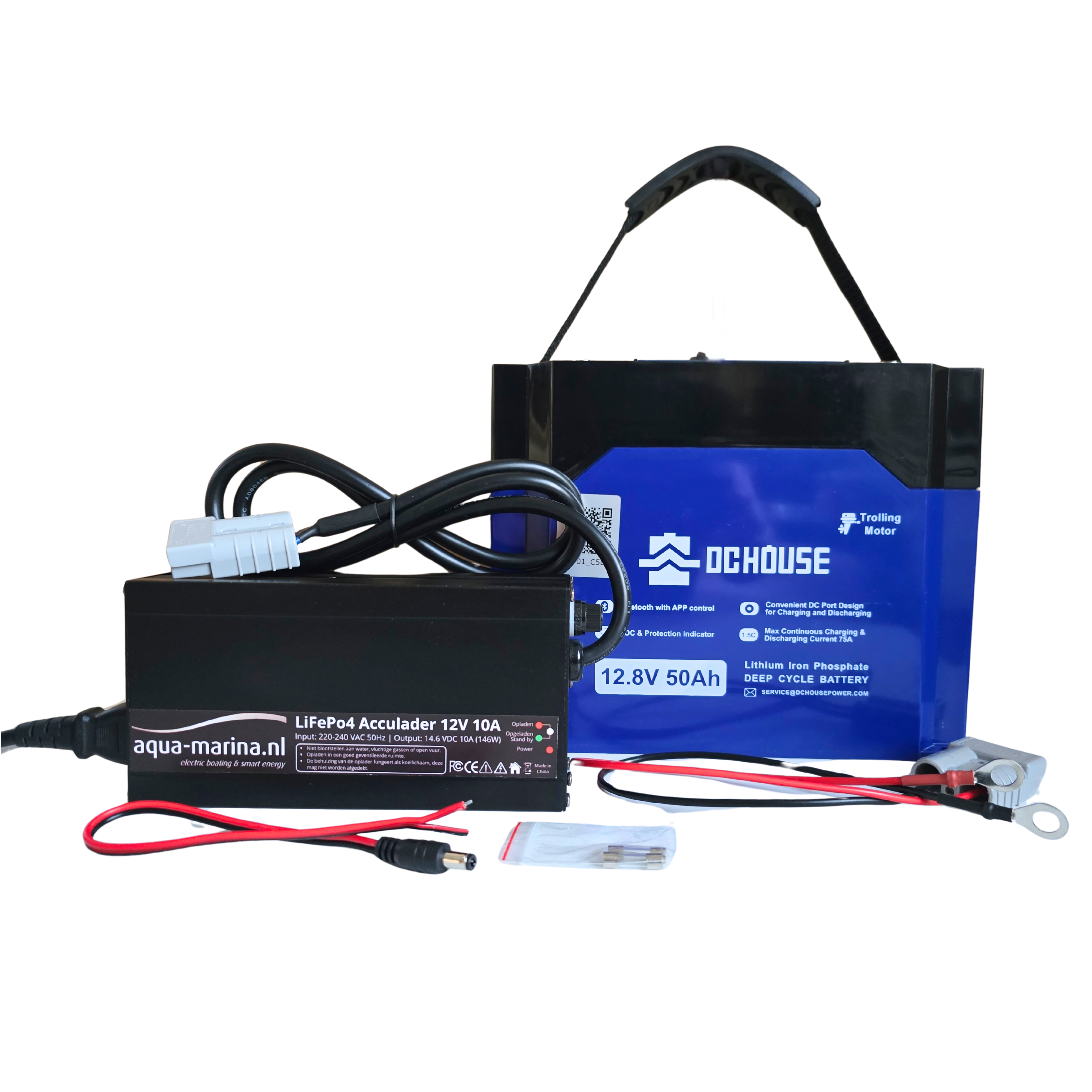 Complete Vaarset 40lbs – Fluistermotor + LiFePO4 Accu + Acculader | Direct Varen!