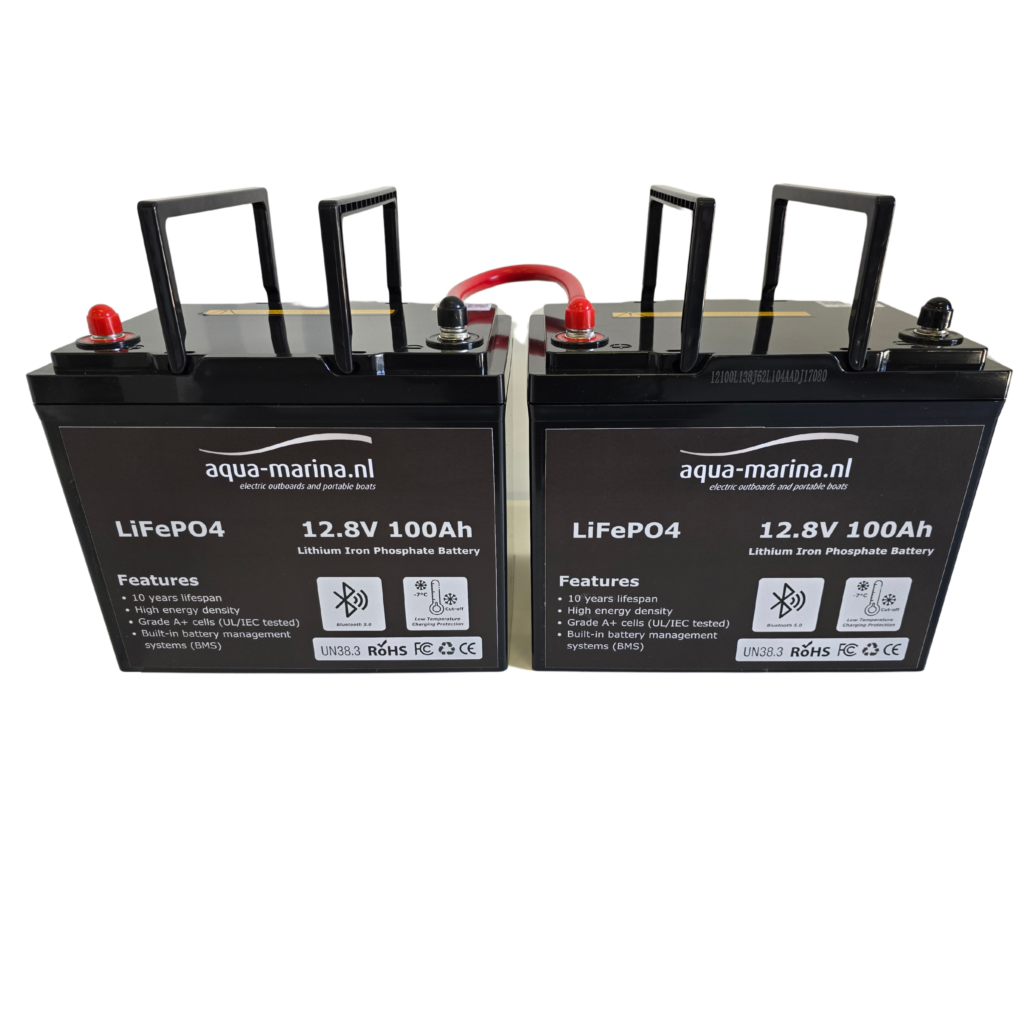 Accuset 6: 24V 100Ah | 2x 100Ah LiFePO4 Accu | Bluetooth | Inclusief Seriekabel voor 24V Configuratie