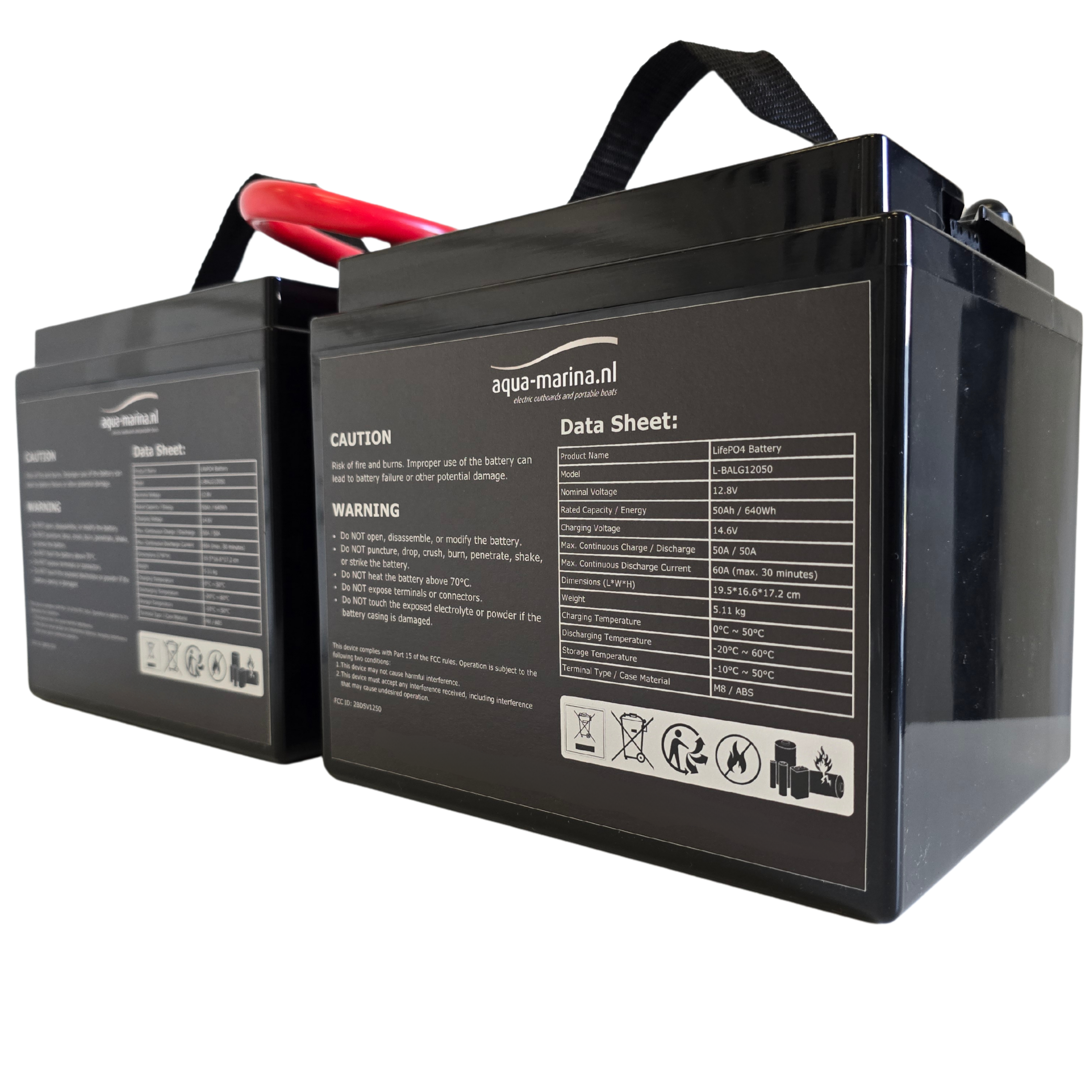 Accuset 5: 24V 50Ah | 2x 50Ah LiFePO4 Accu | Bluetooth | Inclusief Seriekabel voor 24V Configuratie