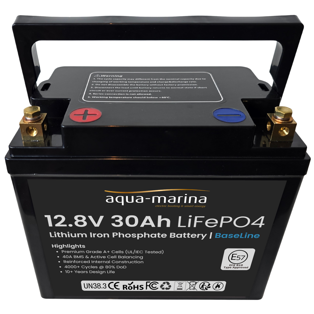 Aqua-Marina BaseLine 12.8V 30Ah LiFePO4 Accu | Active Cel Balancing | ECE R10