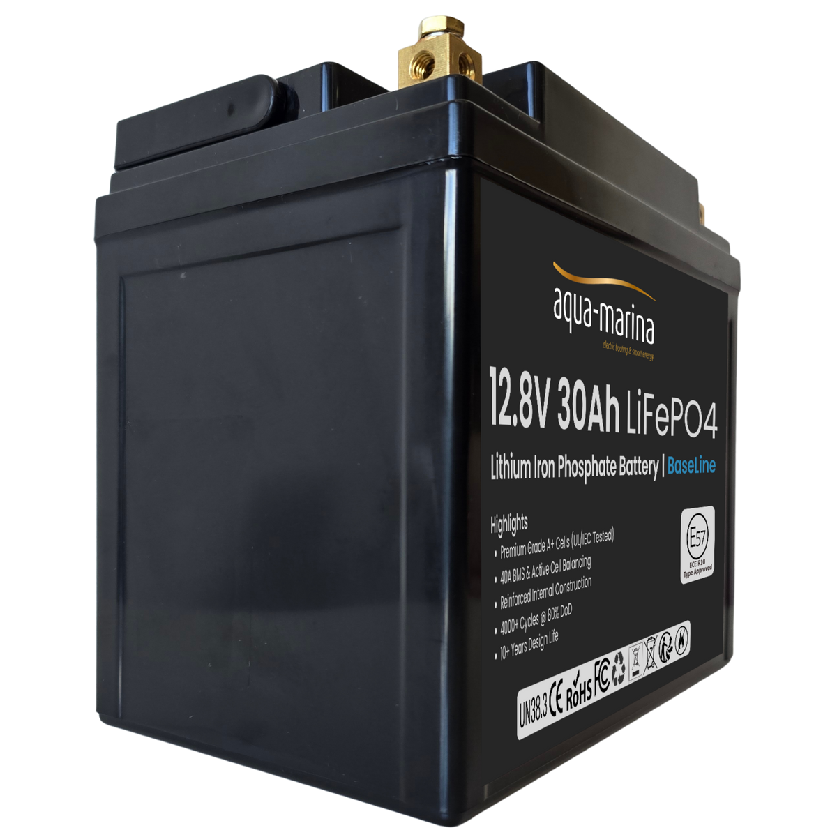 Aqua-Marina BaseLine 12.8V 30Ah LiFePO4 Accu | Active Cel Balancing | ECE R10