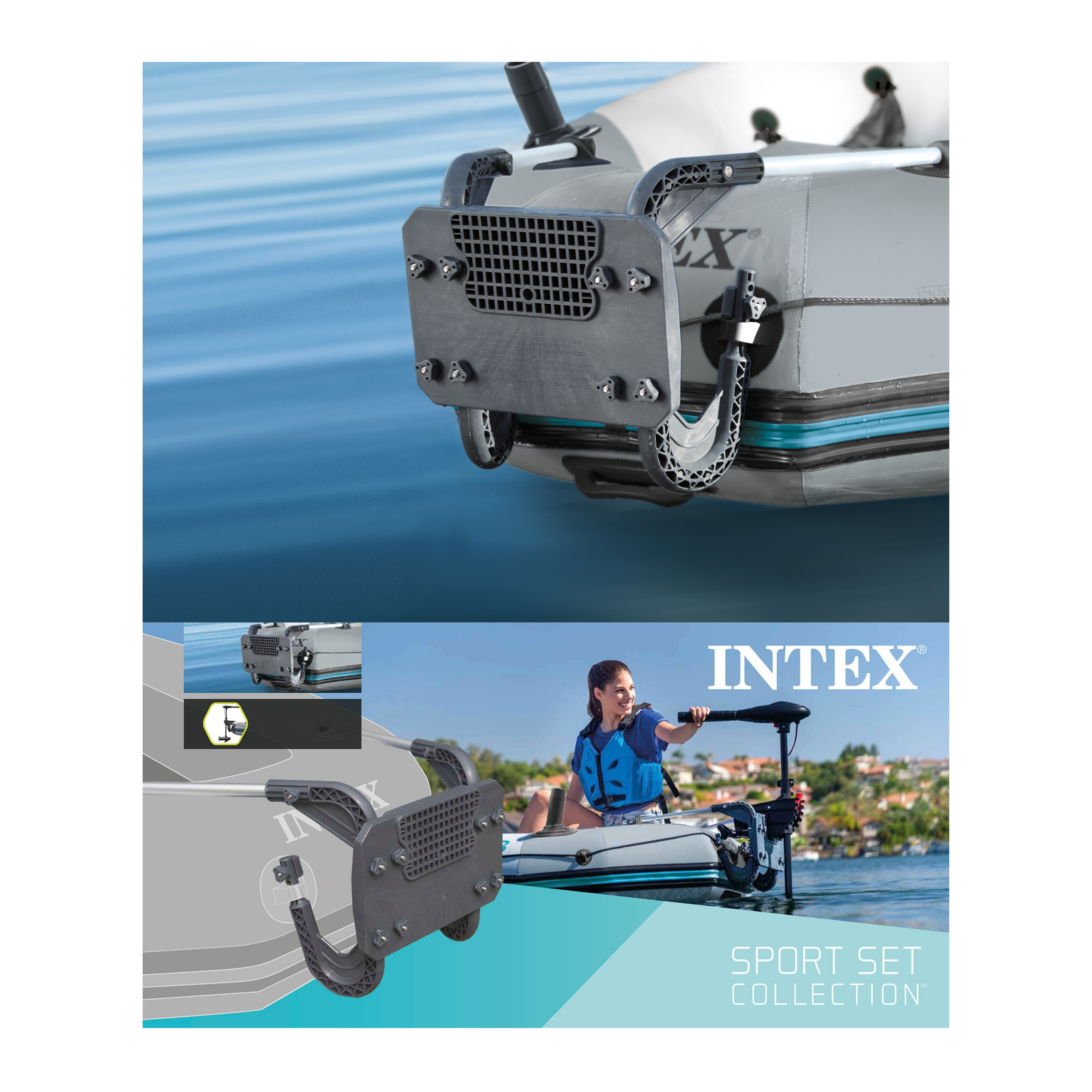 Complete Vaarset Bootset – Intex Mariner 4 met 62lbs Fluistermotor & LiFePO4 Lithiumaccu & Lader