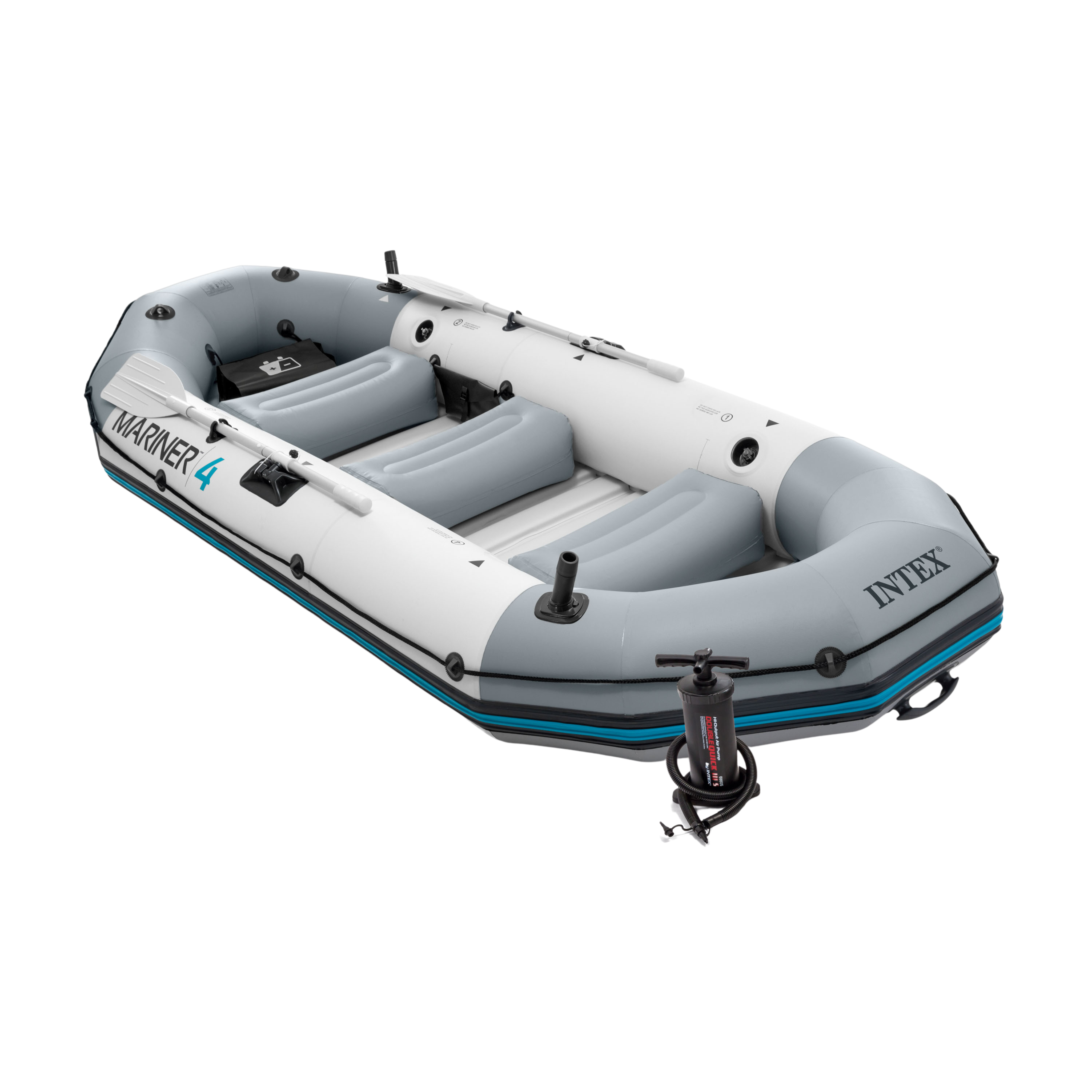 Intex Mariner 4 Opblaasboot – Zeer Stabiele Rubberboot voor 4 Personen (Incl. Roeispanen & Pomp)