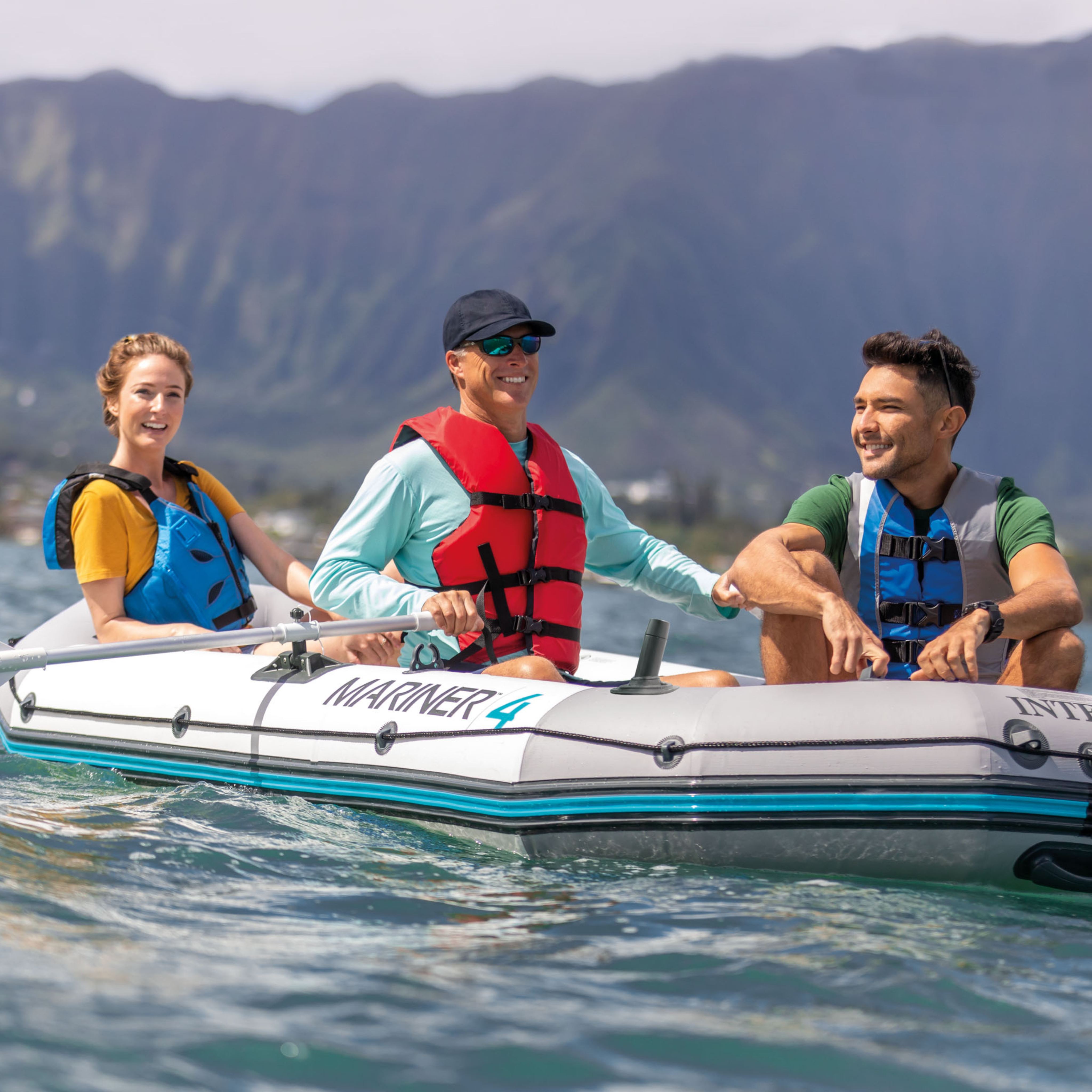 Intex Mariner 4 Opblaasboot – Zeer Stabiele Rubberboot voor 4 Personen (Incl. Roeispanen & Pomp)