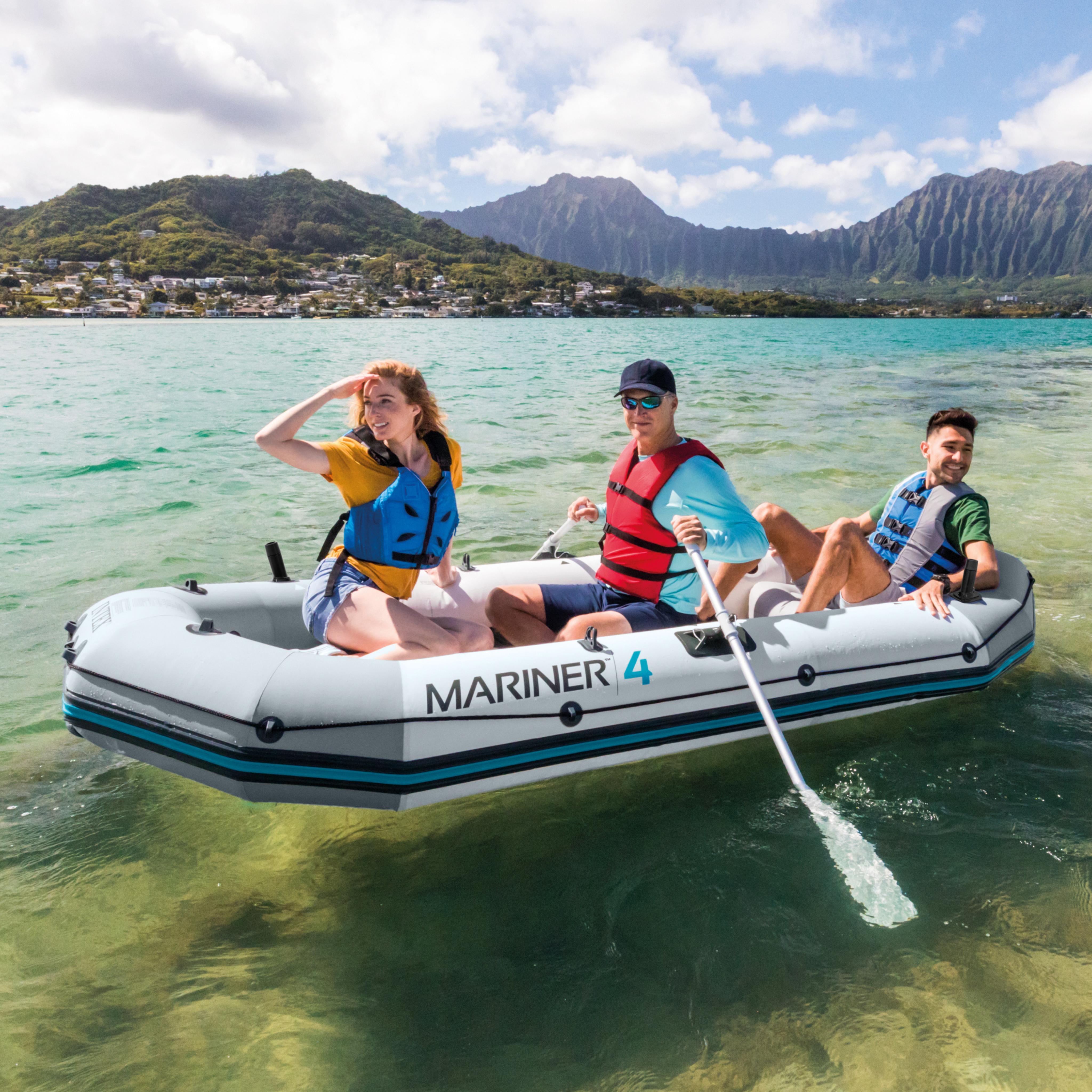 Intex Mariner 4 Opblaasboot – Zeer Stabiele Rubberboot voor 4 Personen (Incl. Roeispanen & Pomp)