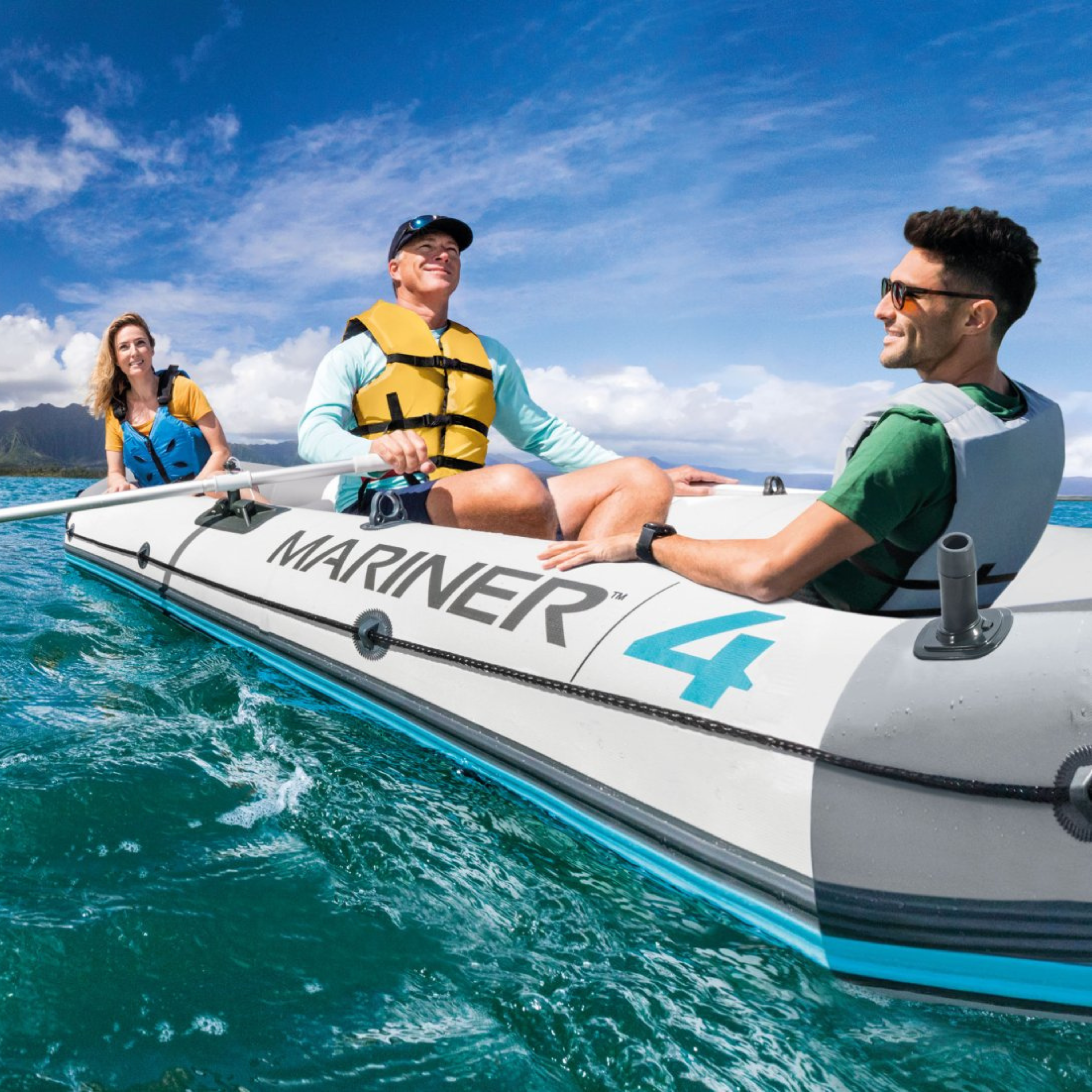 Intex Mariner 4 Opblaasboot – Zeer Stabiele Rubberboot voor 4 Personen (Incl. Roeispanen & Pomp)