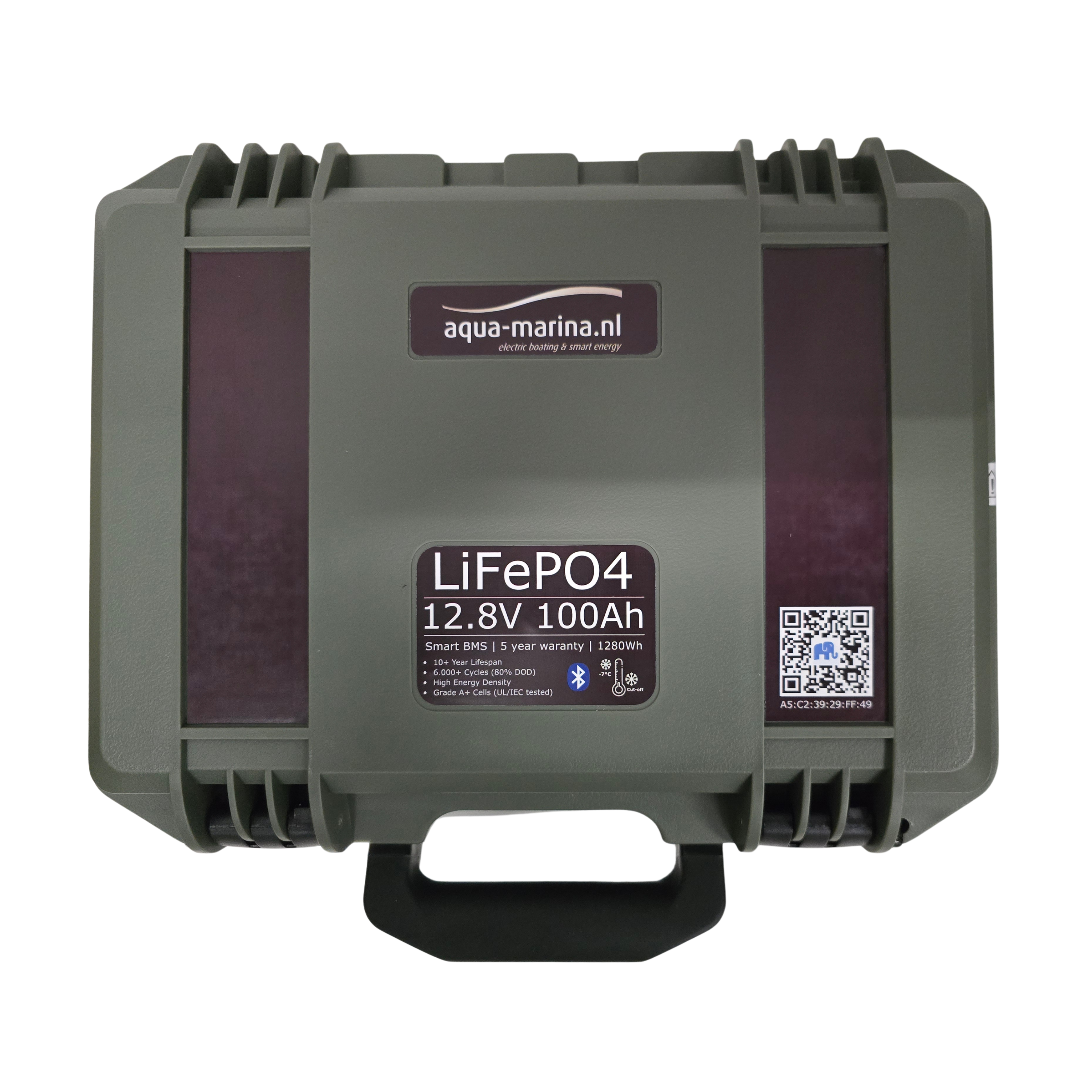 Aqua-Marina.NL Outdoor Box Lithium LiFePO4 Accu 100Ah 12V Smart | Bluetooth | Anderson SB50 USB GX16 SP17 | Outdoorbox