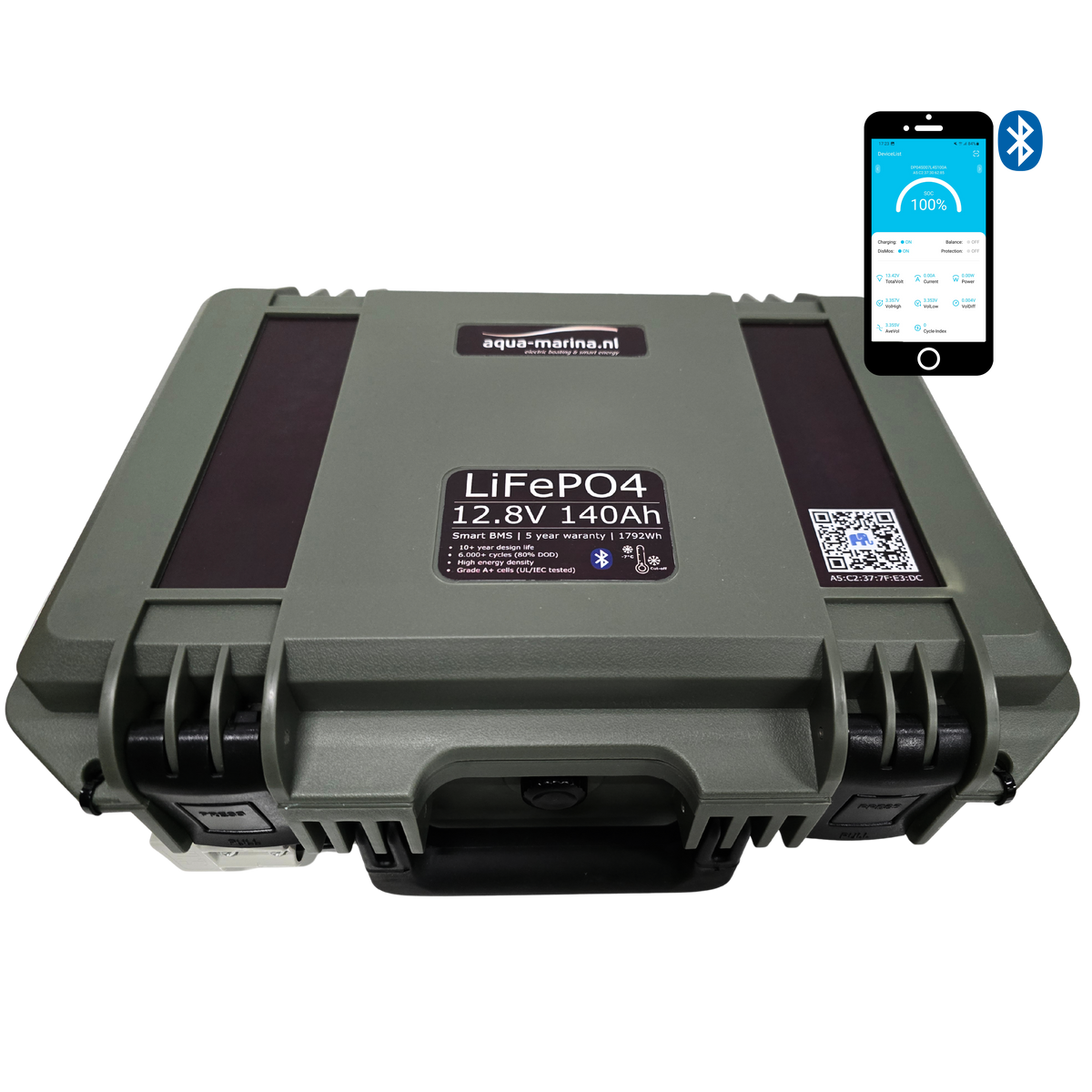 Aqua-Marina OutdoorBox 12.8V 140Ah LiFePO4 Accu – Bluetooth & Anderson SB50