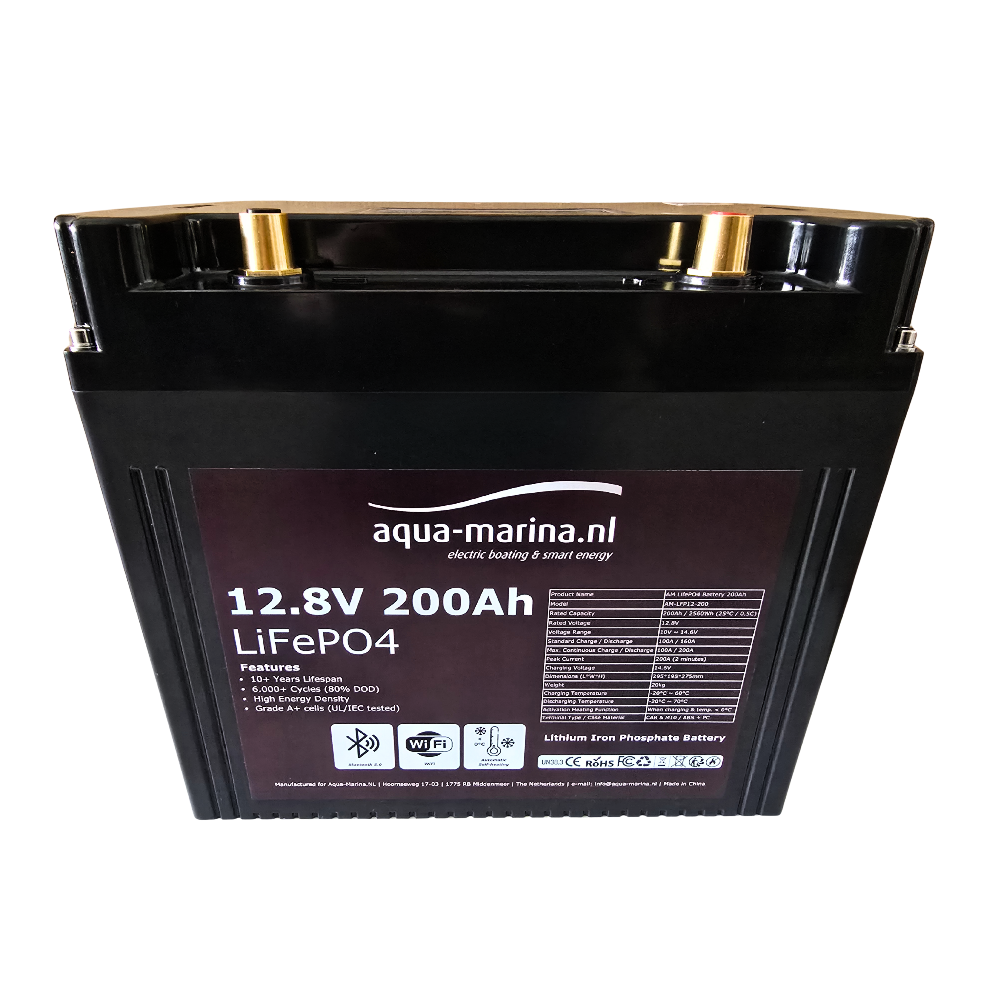 Aqua-Marina.NL ProLine Lithium LiFePO4 Accu 200Ah 12V Smart | Bluetooth WiFi Verwarming
