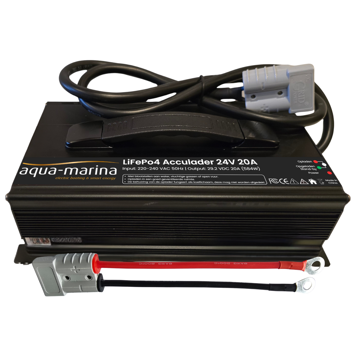 Aqua-Marina LiFePO4-acculader 24V 20A – 29,2V met SB50 en M8-kabelogen