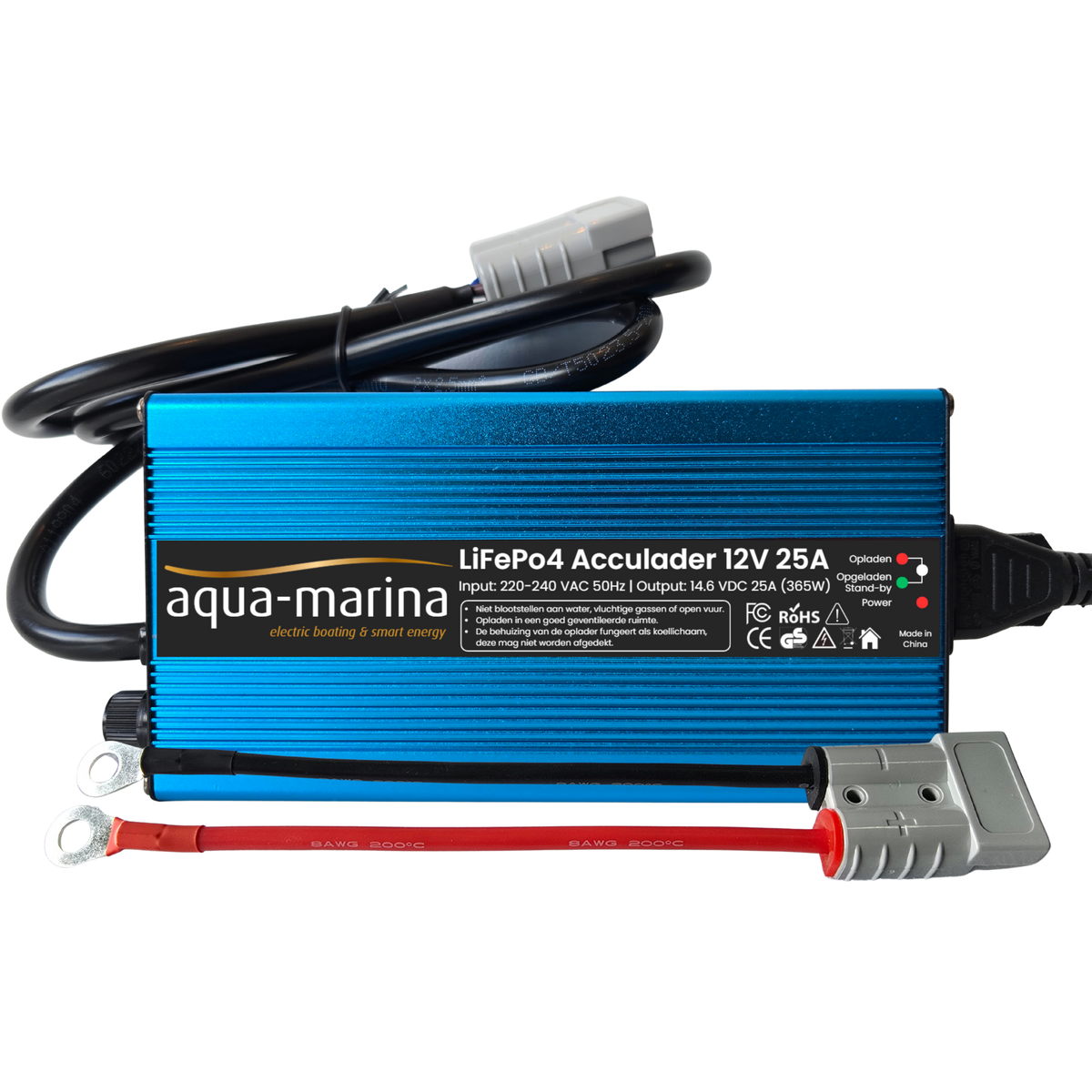 Aqua-Marina LiFePO4-acculader 12V 25A – 14,6V met SB50 en M8-kabelogen