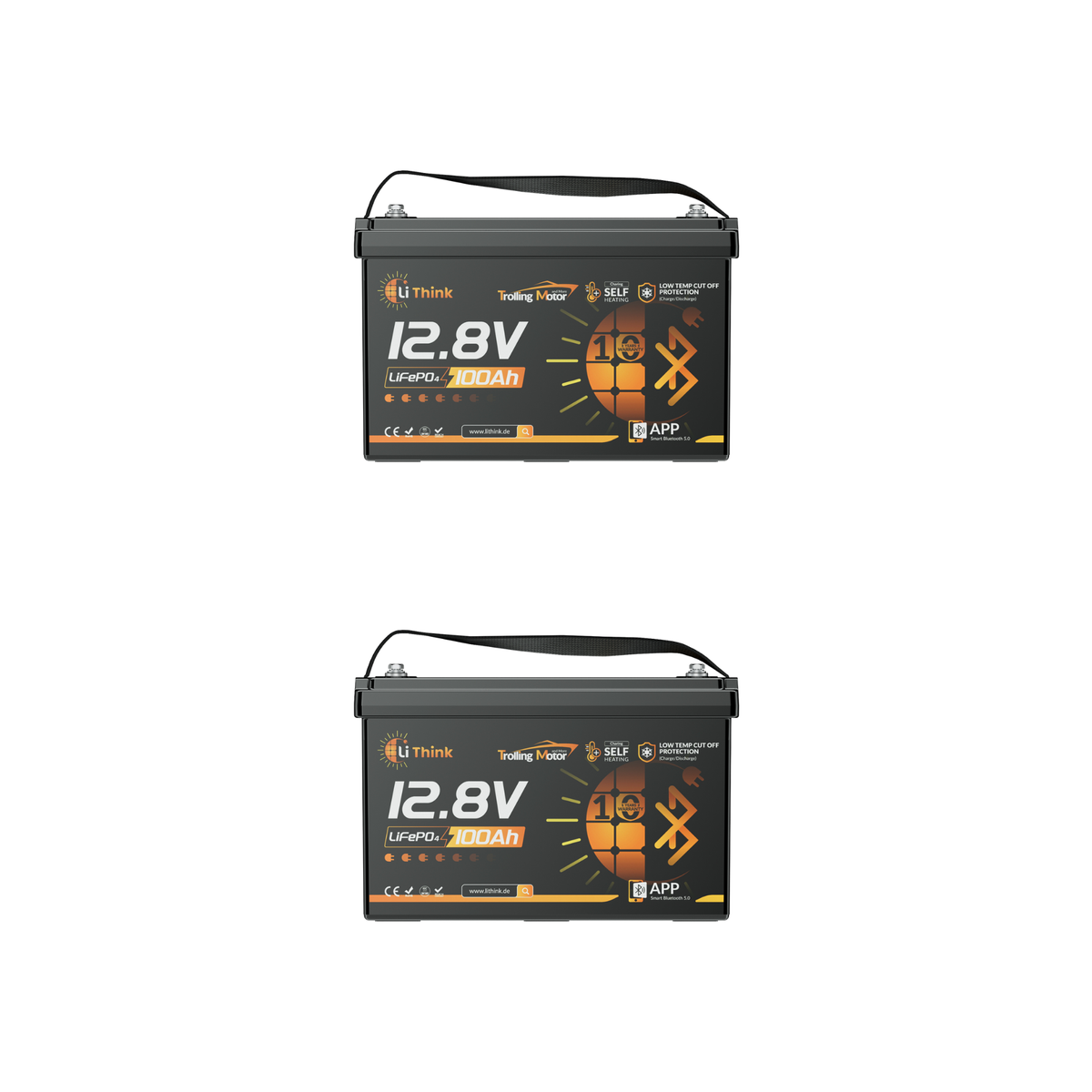 Lithink 12V 100Ah TM LiFePO4-accu met Bluetooth & zelfverwarming, 120A BMS – voor trollingmotor