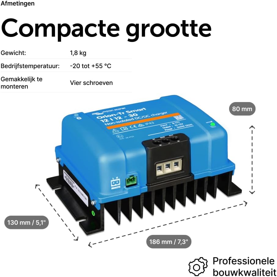 Victron Energy Orion-Tr Smart 12/12-Volt 30 amp 360-Watt DC-DC Acculader, Niet-geïsoleerd (Bluetooth)