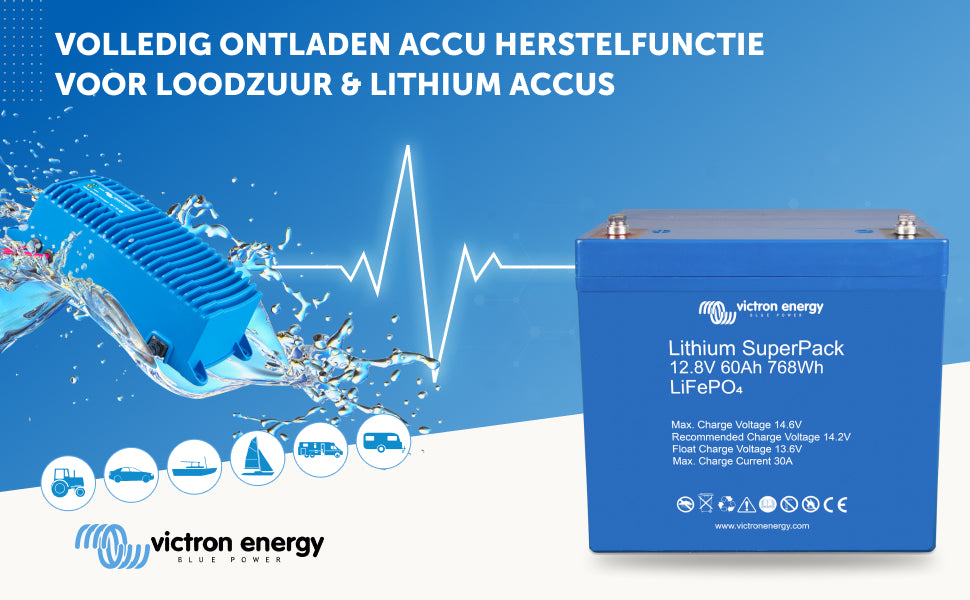 Victron Energy Blue Smart IP67 12-Volt 17 amp 230V Batterij Lader Bluetooth (CEE 7/7)