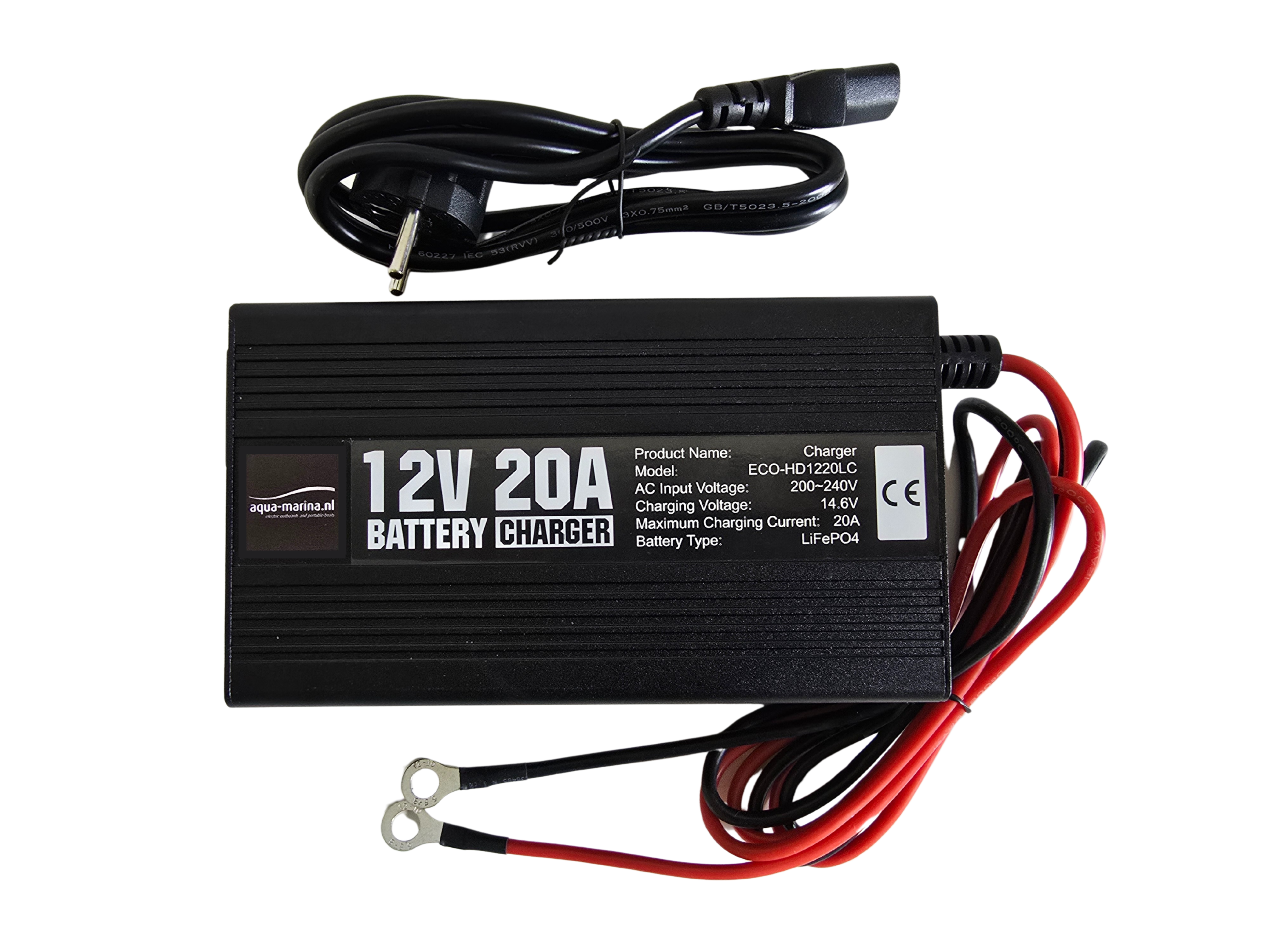 Aqua-Marina.nl LiFePO4 Acculader 12V 20A – Slimme Lader met M8 ringaansluiting