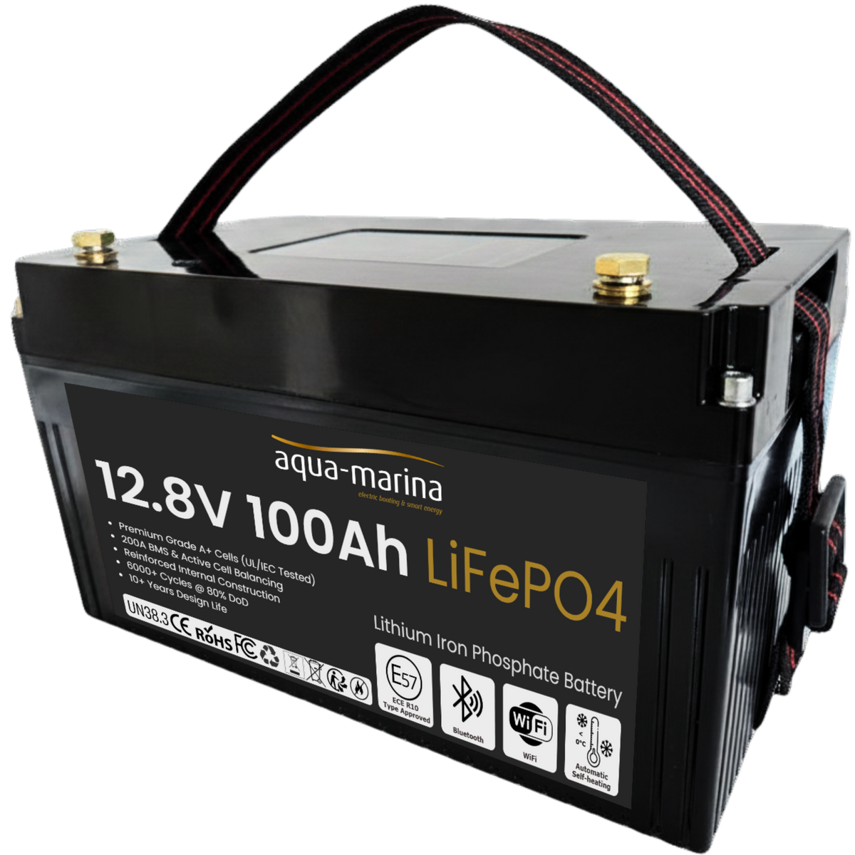Aqua-Marina Accuset 1 | ProLine 100Ah Smart LiFePO4-accu + 20A LiFePO4-acculader | ECE R10 | Bluetooth | WiFi | Self-Heating