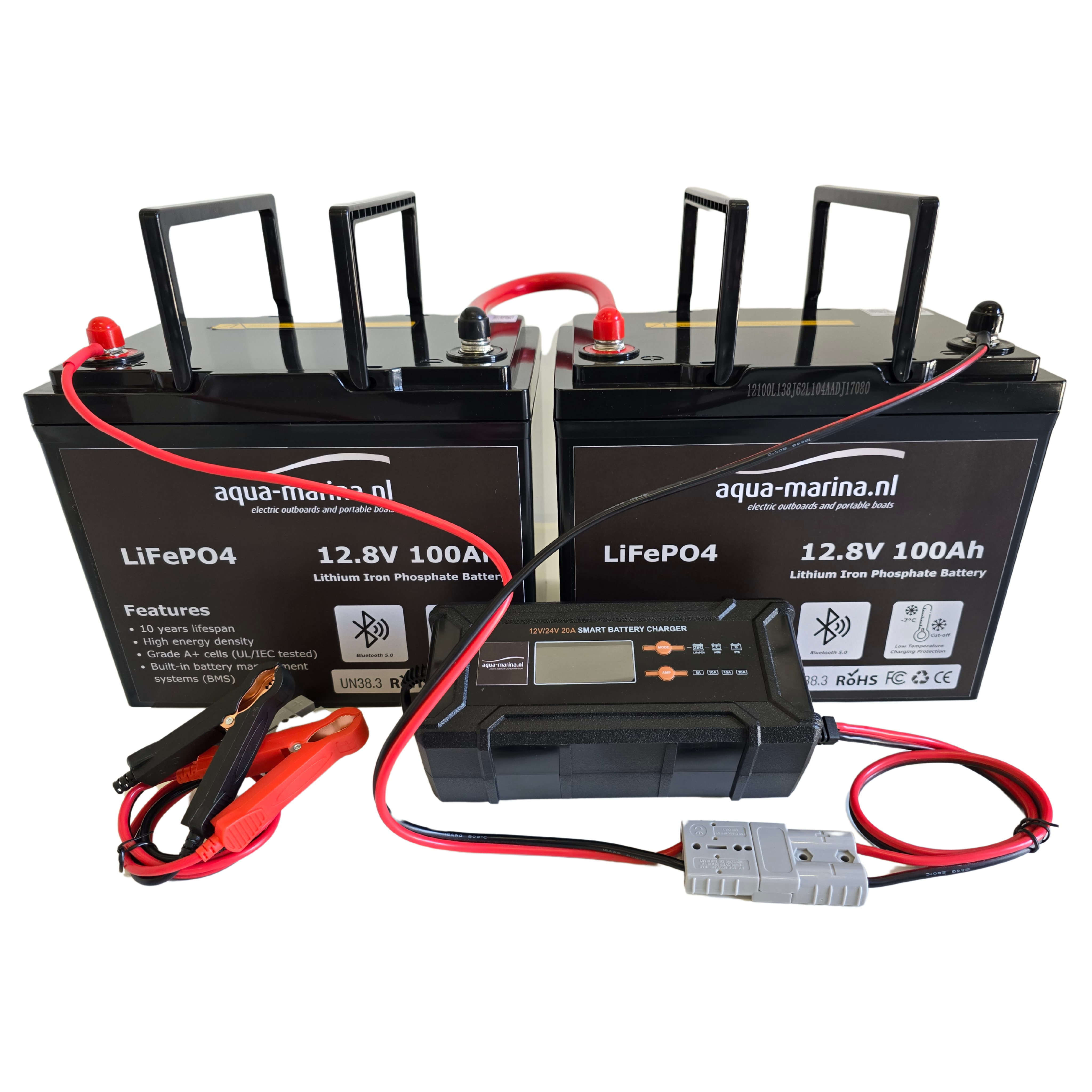 Complete Vaarset 86lbs 24V – Fluistermotor + 2x LiFePO4 Accu + Acculader | Direct Varen!