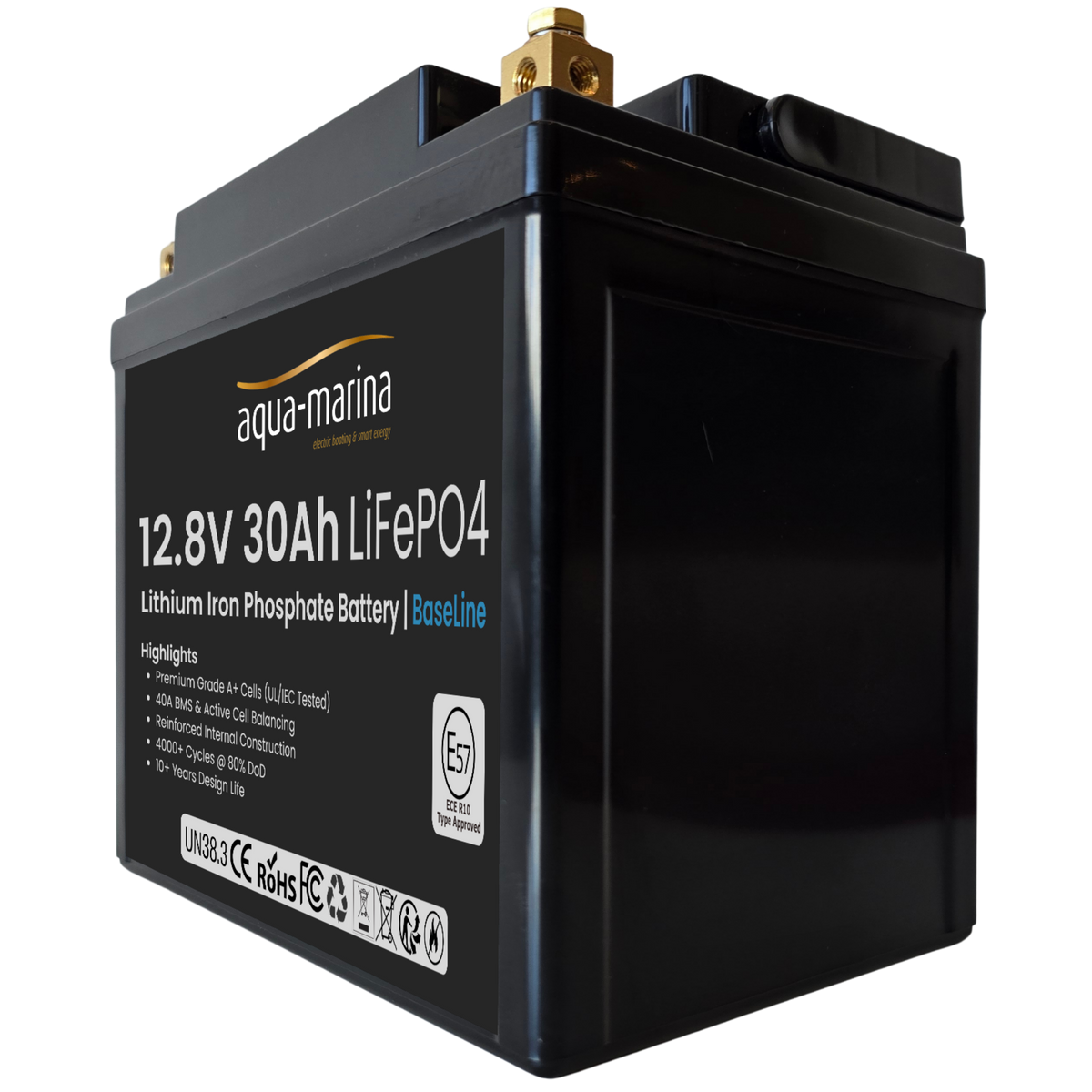 Aqua-Marina BaseLine 12.8V 30Ah LiFePO4 Accu | Active Cel Balancing | ECE R10