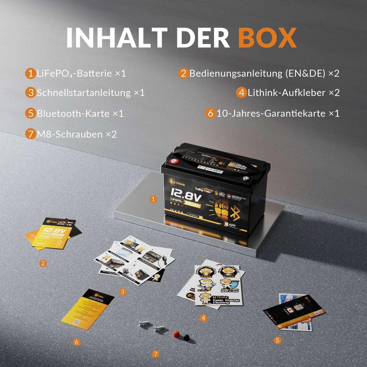 Lithink 12V 100Ah TM LiFePO4-accu met Bluetooth & zelfverwarming, 120A BMS – voor trollingmotor