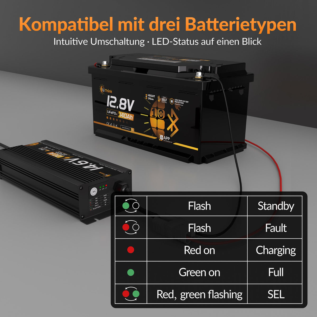 Lithink 14.6V 20A Waterdichte snellader – voor LiFePO₄, NCM en loodaccu's