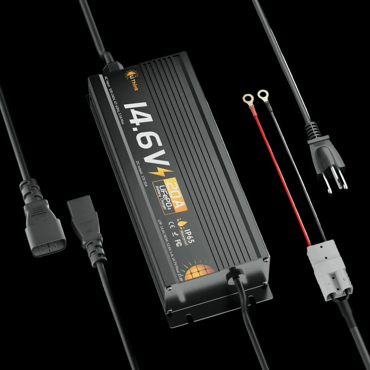 Lithink 14.6V 20A Waterdichte snellader – voor LiFePO₄, NCM en loodaccu's