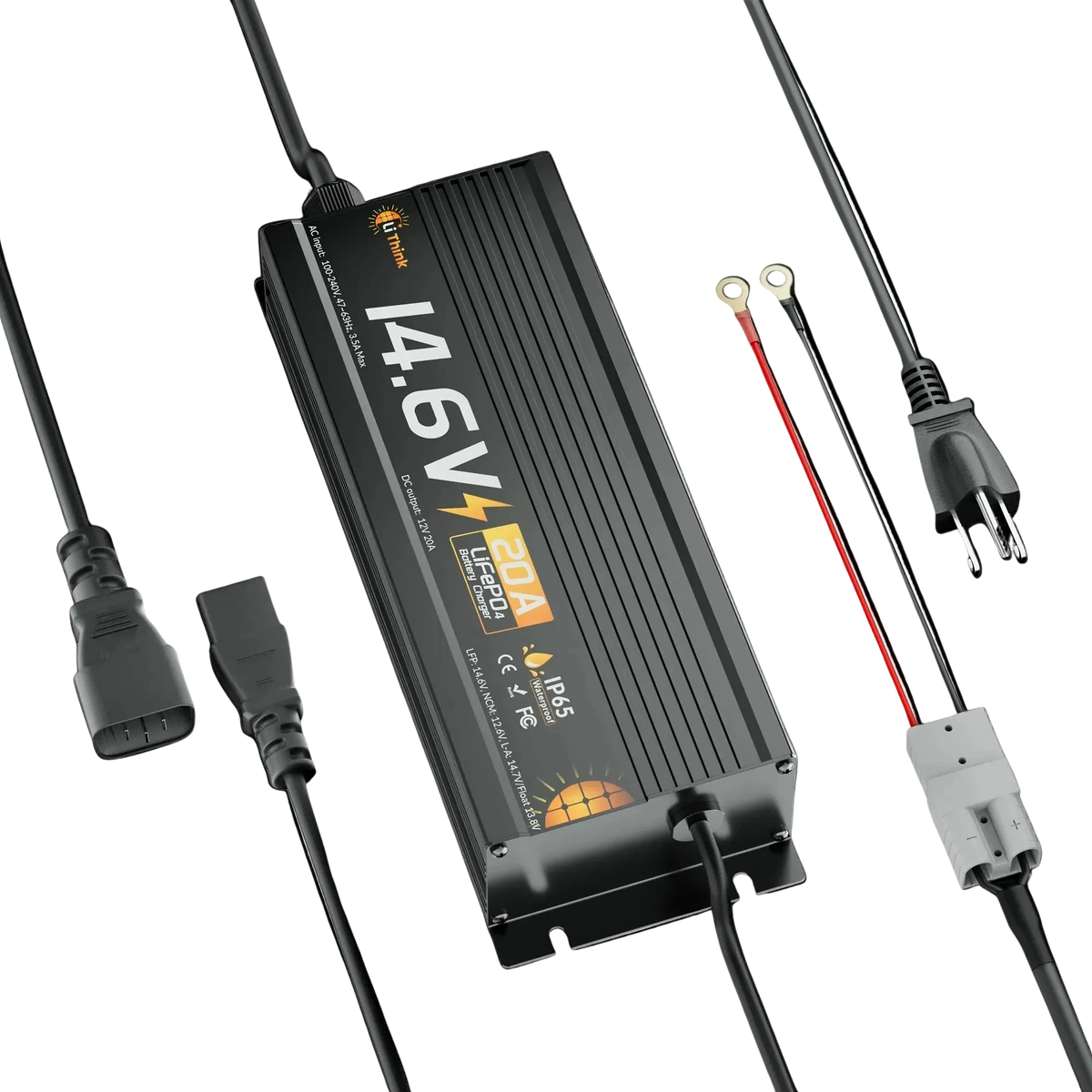 Lithink 14.6V 20A Waterdichte snellader – voor LiFePO₄, NCM en loodaccu's