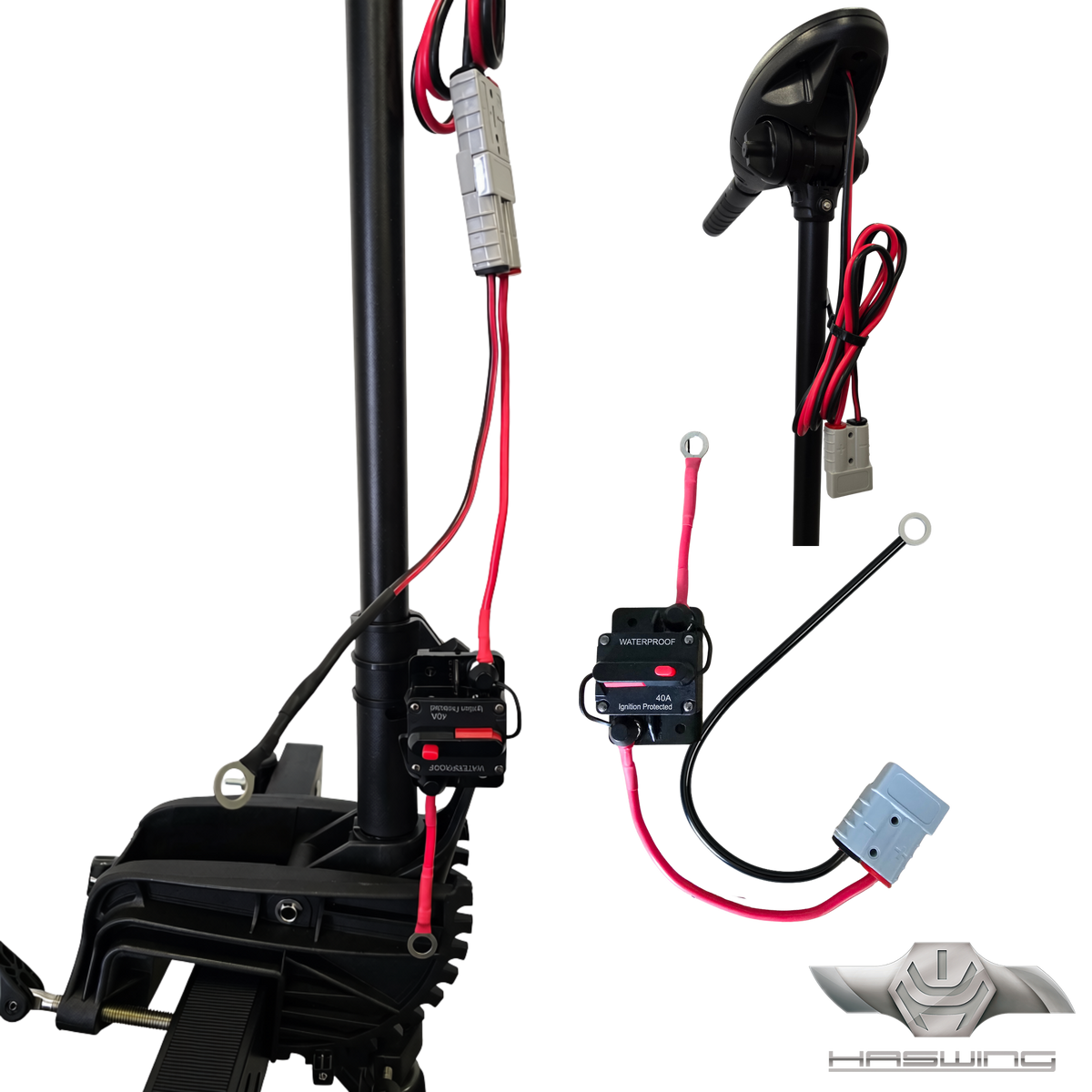 Pro-aansluitpakket met 10AWG-adapterkabel en 40A circuitbreaker | Resetbare 40A circuitbreaker in de rode pluskabel