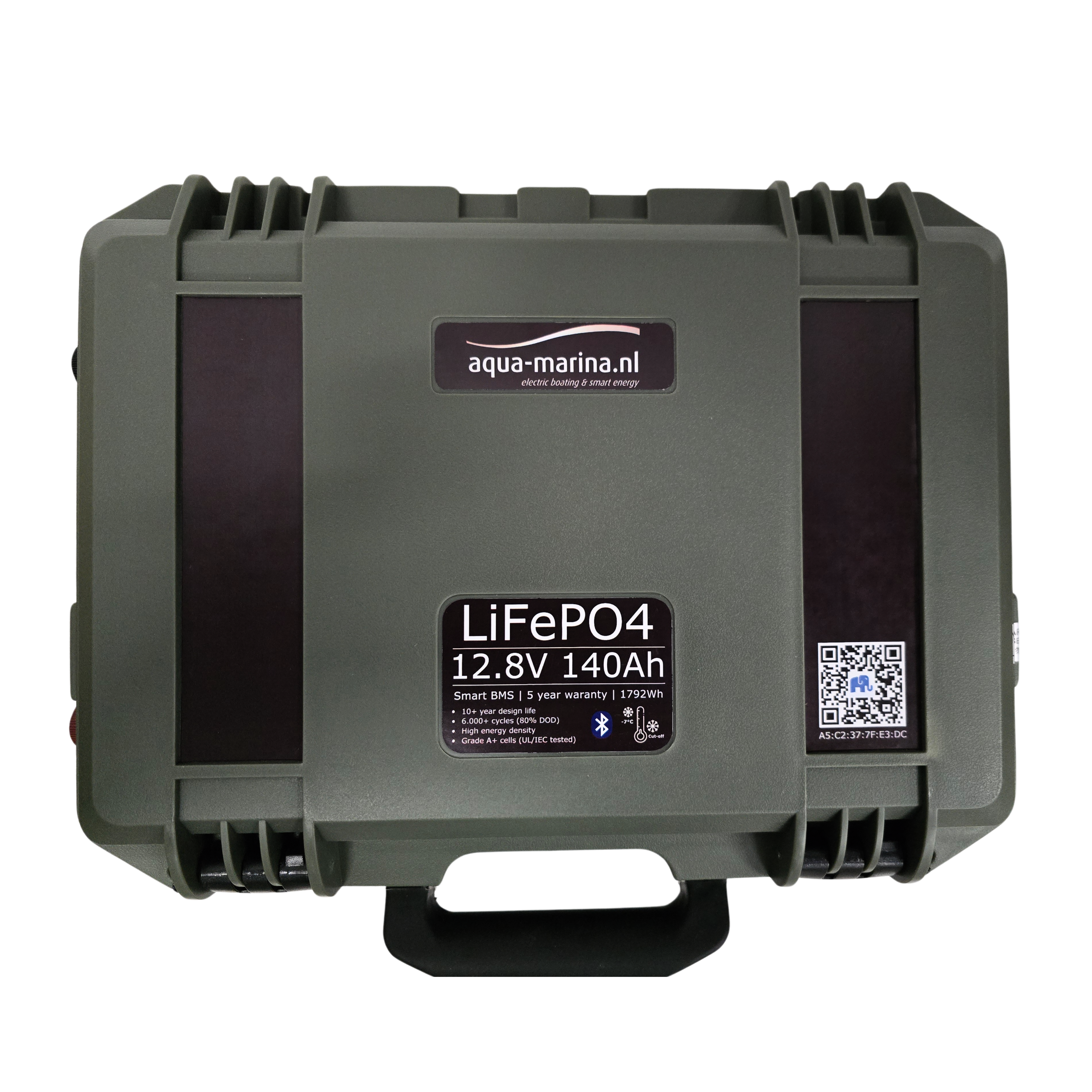 Aqua-Marina.NL Outdoor Box Lithium LiFePO4 Accu 140Ah 12V Smart | Bluetooth | Anderson SB50 USB GX16 SP17 | Outdoorbox