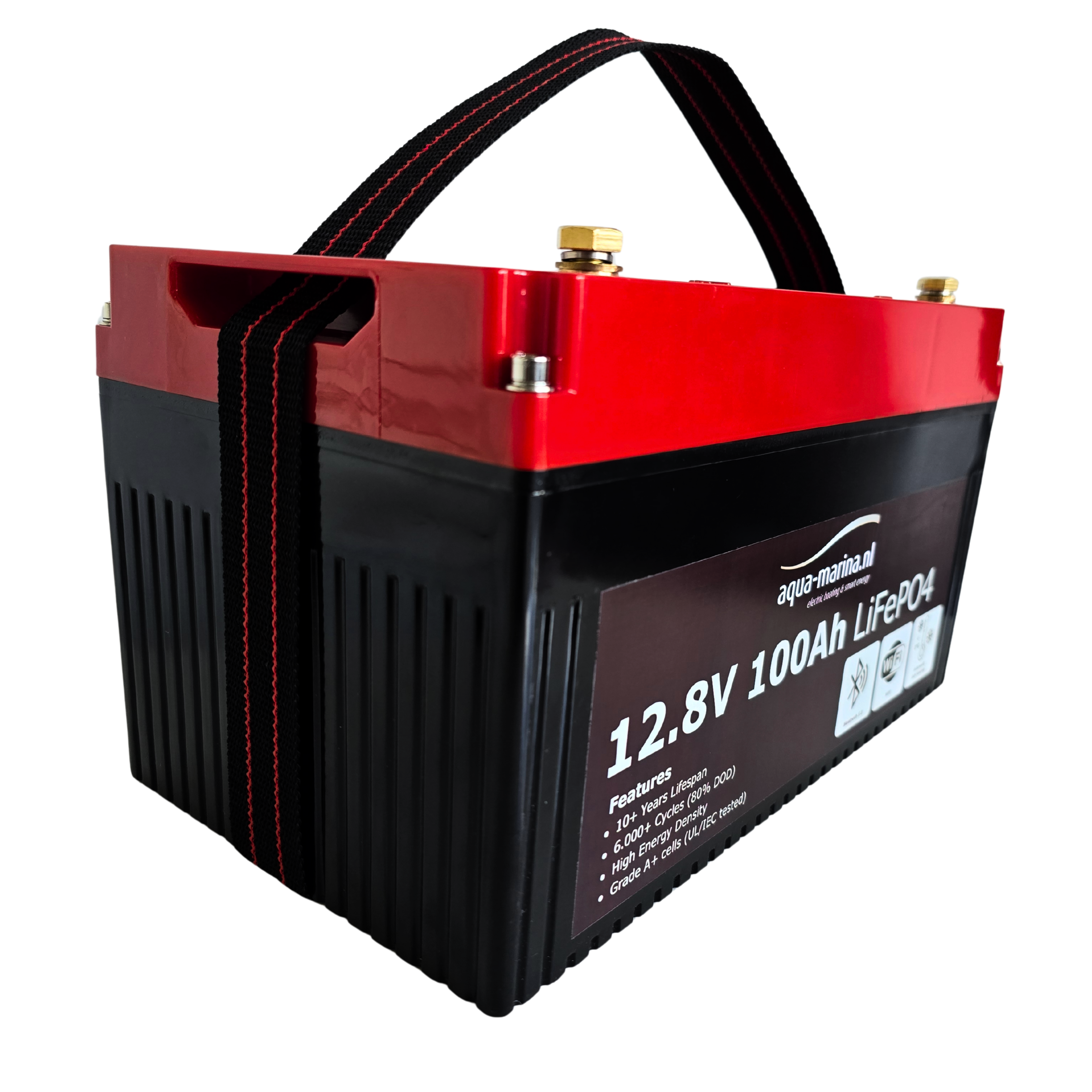 Aqua-Marina.NL ProLine Lithium LiFePO4 Accu 100Ah 12V Smart | Bluetooth WiFi Verwarming | Compact Low Profile (H: 169mm)