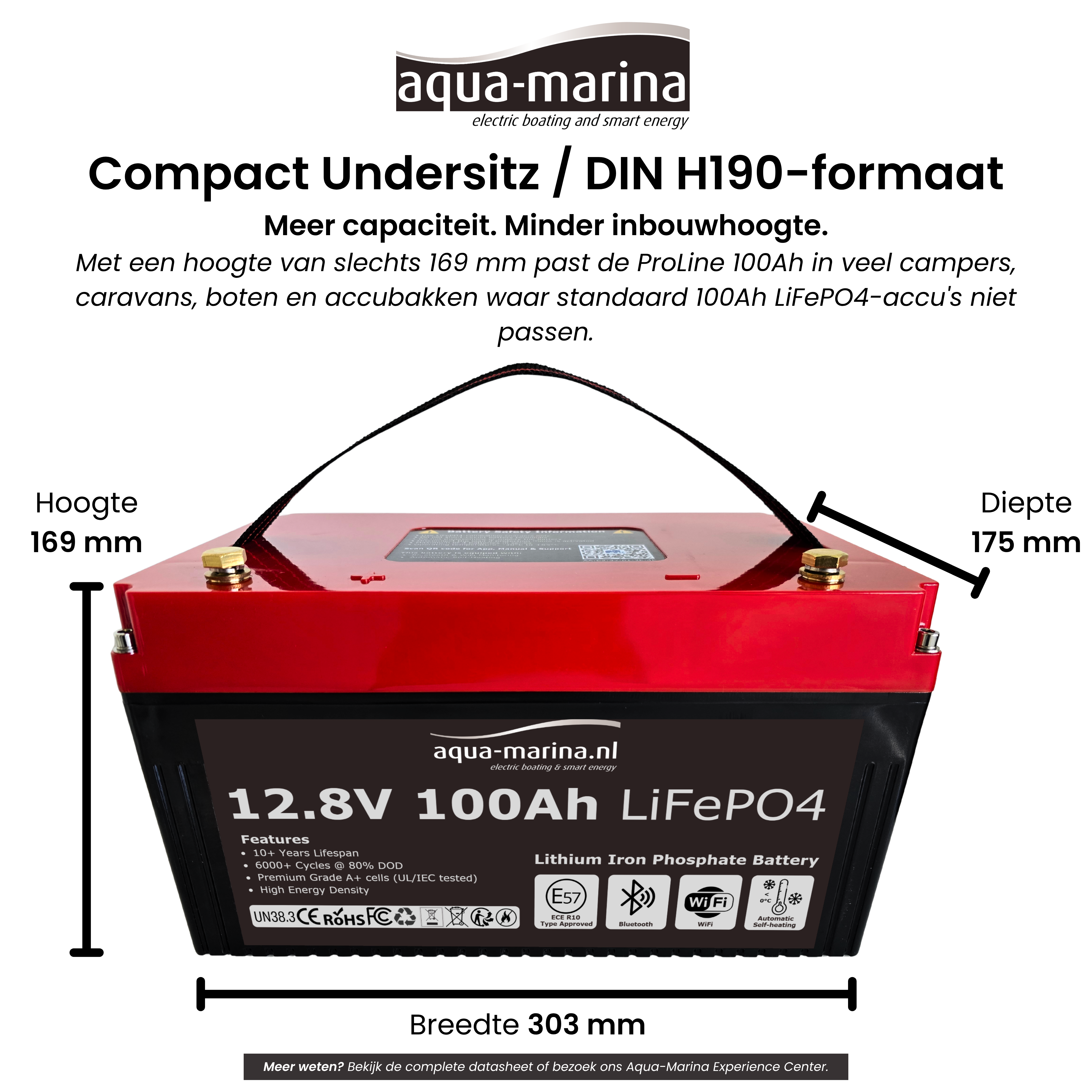 Aqua-Marina Accuset 1 | ProLine 100Ah Smart LiFePO4-accu + 20A LiFePO4-acculader | ECE R10 | Bluetooth | WiFi | Self-Heating