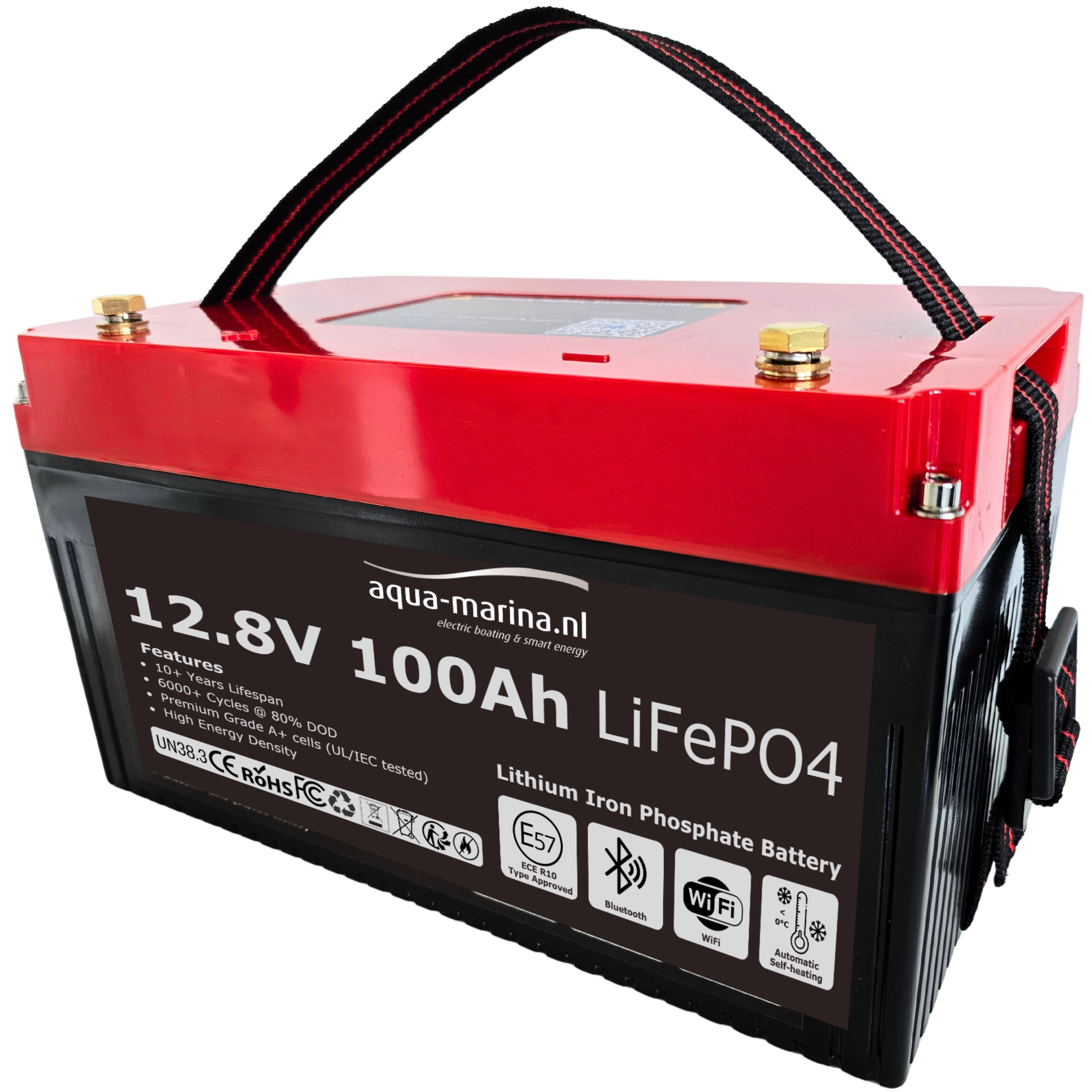 Aqua-Marina ProLine 12.8V 100Ah LiFePO4 Accu | Bluetooth | WiFi | Self-Heating | ECE R10 | Undersitz DIN H190