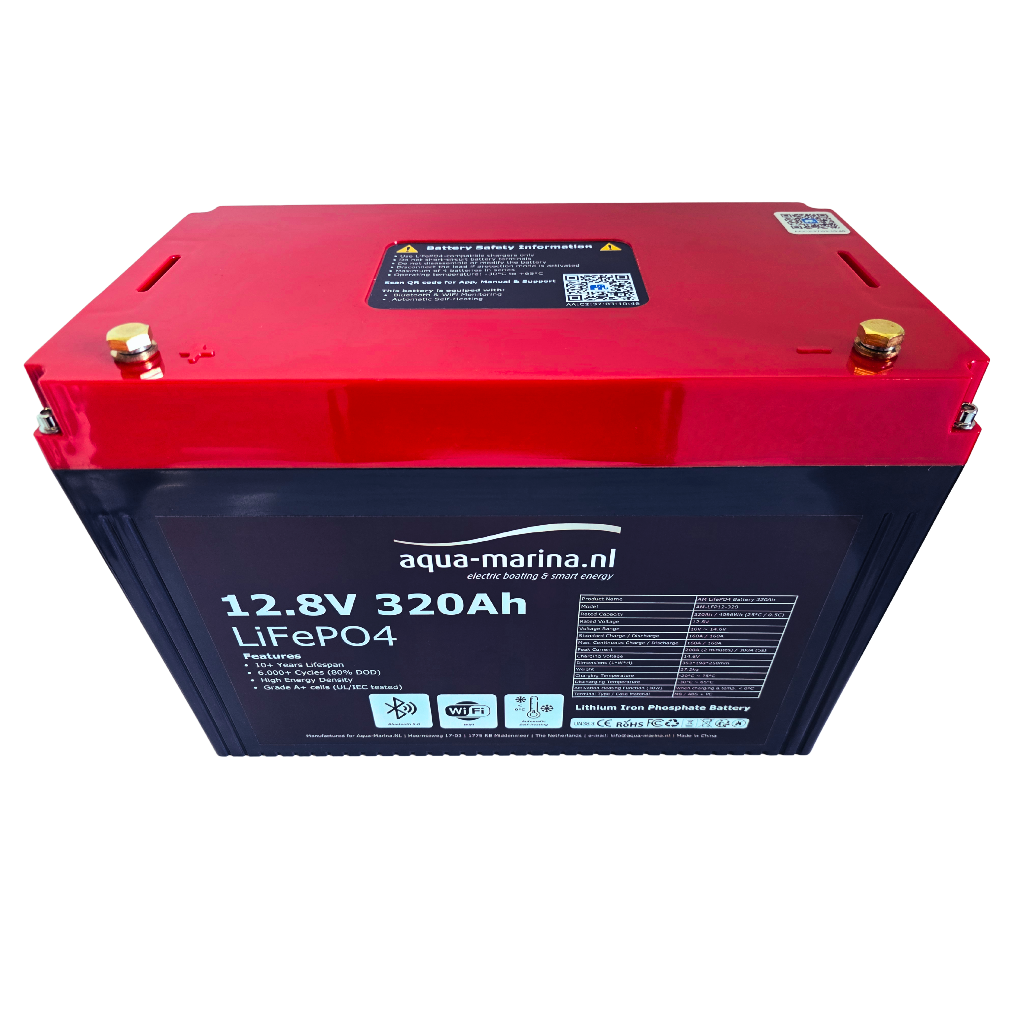 Aqua-Marina.NL ProLine Lithium LiFePO4 Accu 320Ah 12V Smart | Bluetooth WiFi Verwarming
