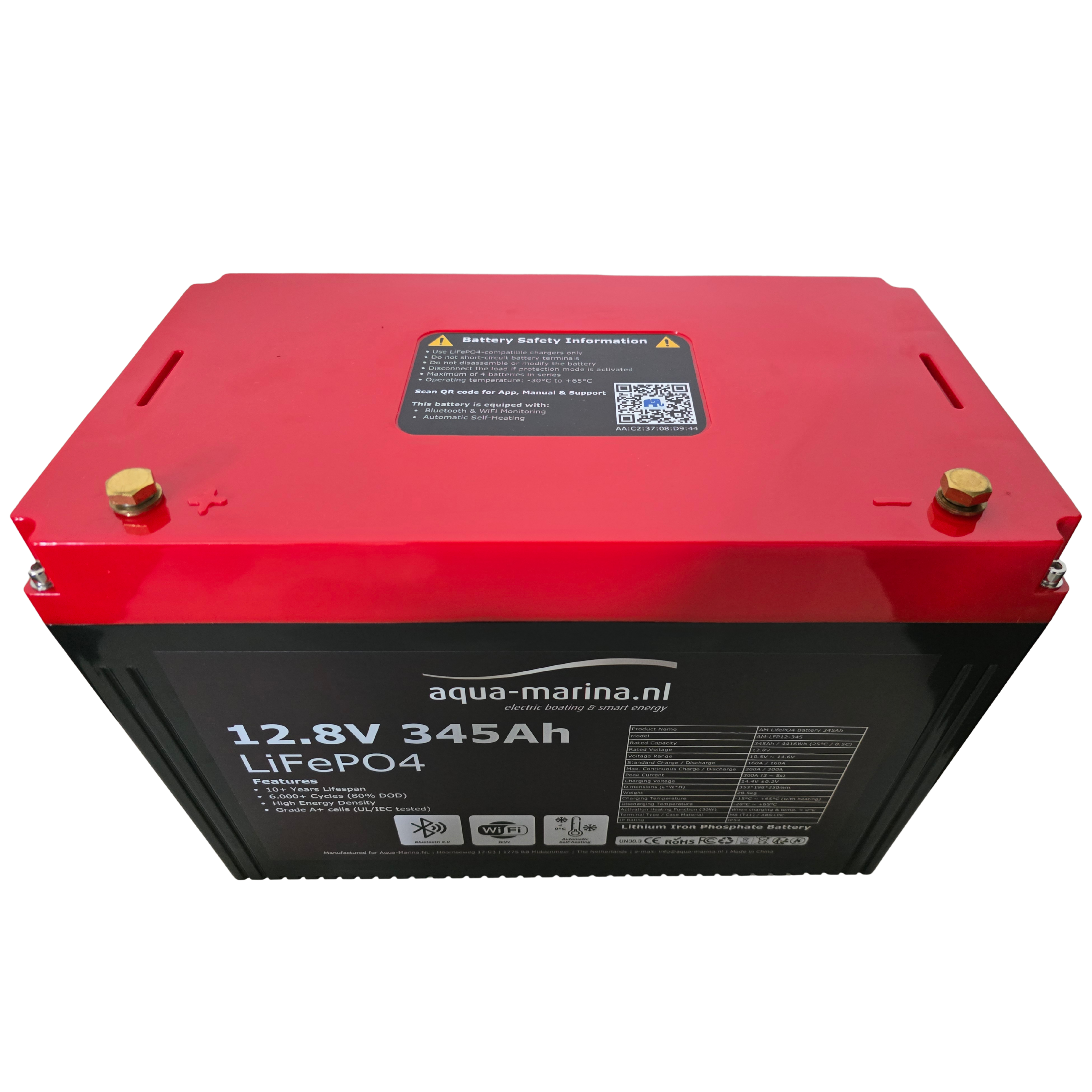 Aqua-Marina ProLine 12.8V 345Ah Lithium LiFePO4 Accu Bluetooth | WiFi | Heating – ECE R10 Certified