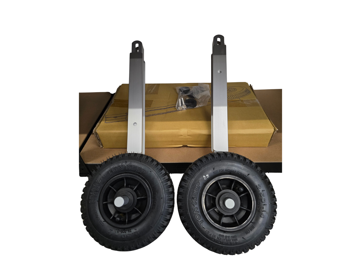 Opklapbare Aluminium Strandwielen | Spiegelwielen met luchtbanden tbv Rubberboot